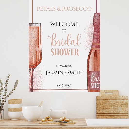 Petals & Prosecco Roos Gold Vrijgezellenfeest Welk Poster (Keuken)