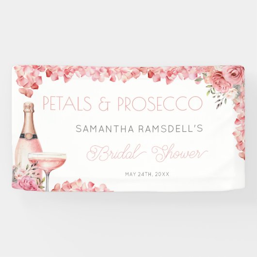 Petals & Prosecco Roos Roze Bubble Spandoek (Horizontaal)