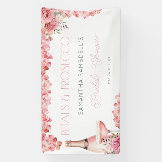 Petals & Prosecco Roos Roze Bubble Spandoek (Verticaal)