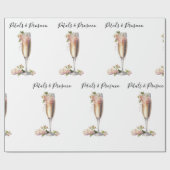 Petals & Prosecco Roze Bloemen Vrijgezellenfeest Cadeaupapier (Vlak)