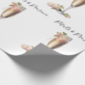 Petals & Prosecco Roze Bloemen Vrijgezellenfeest Cadeaupapier (Hoek)