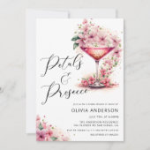Petals & Prosecco Roze Bloemen Vrijgezellenfeest Kaart (Voorkant)