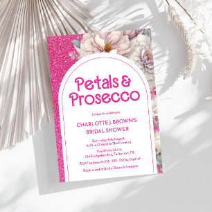 Petals & Prosecco Roze Bloemenboog Vrijgezellenfee Kaart