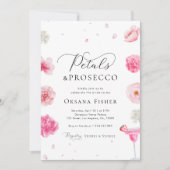 Petals & Prosecco Roze Bloementuin Vrijgezellenfee Kaart (Voorkant)