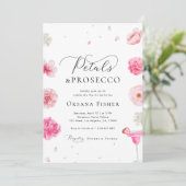 Petals & Prosecco Roze Bloementuin Vrijgezellenfee Kaart (Staand voorkant)