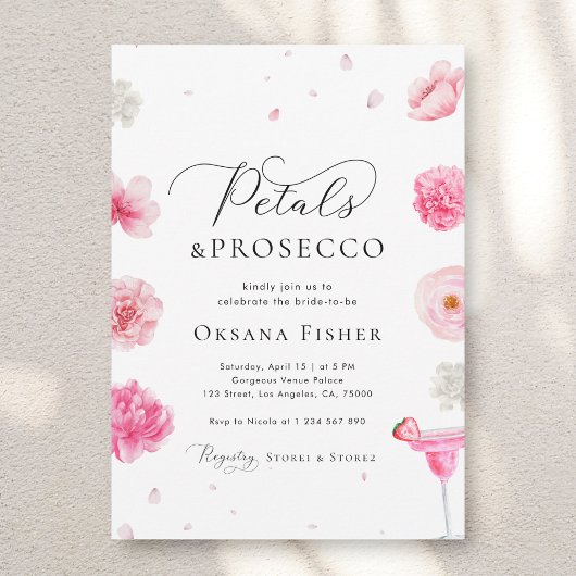 Petals & Prosecco Roze Bloementuin Vrijgezellenfee Kaart