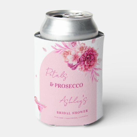 Petals Prosecco Roze Bloemige Bruiloft Feest Favor Blikjeskoeler (Blikje Voorkant)