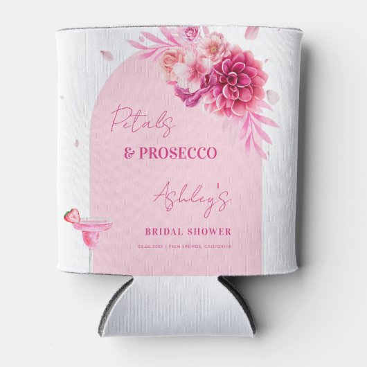 Petals Prosecco Roze Bloemige Bruiloft Feest Favor Blikjeskoeler (Voorkant)