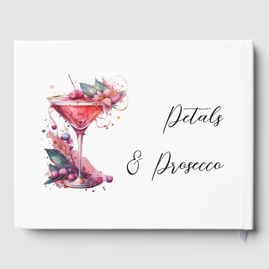 Petals & Prosecco Roze Blush Bloemen Vrijgezellenf Gastenboek (Achterkant)