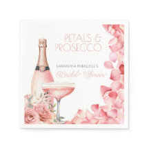 Petals & Prosecco Roze Bruiloftsfeest Papieren Ser