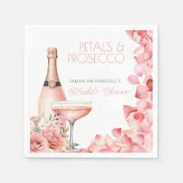 Petals & Prosecco Roze Bruiloftsfeest Papieren Ser Servet