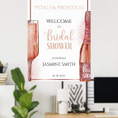 Petals & Prosecco Roze Gouden Bruidsuitnodiging Poster (Thuiskantoor)
