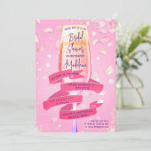 Petals & Prosecco roze lint tuin Vrijgezellenfeest Kaart (Staand voorkant)