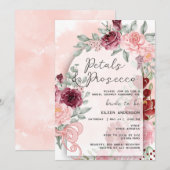 Petals & Prosecco Roze Rozen Arch Vrijgezellenfees Kaart (Voorkant / Achterkant)