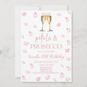 Petals & Prosecco Roze Rozenblaadjes Verjaardagsfe Kaart (Voorkant)