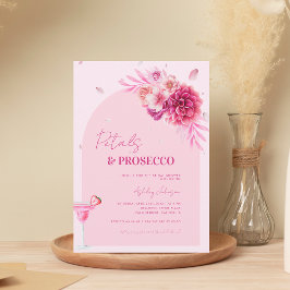 Petals & Prosecco Roze Script Bloemen Vrijgezellen Kaart