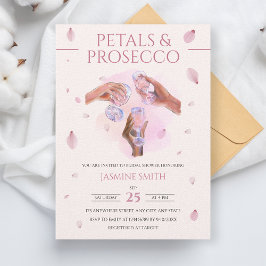 Petals & Prosecco Roze Waterverf Vrijgezellenfeest Kaart
