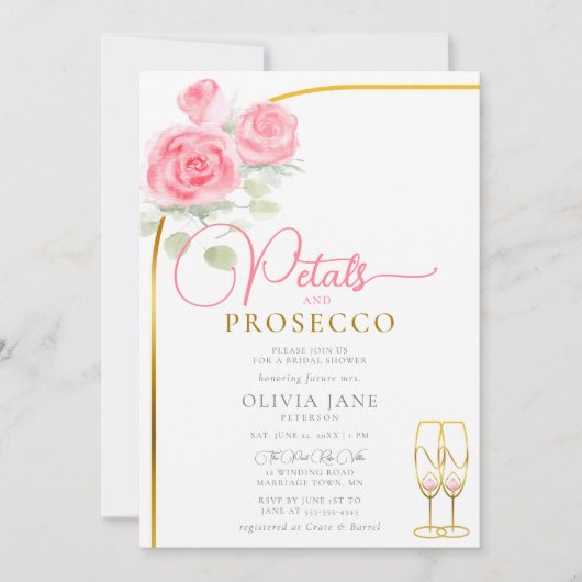 Petals Prosecco Rozen Boho Arch Vrijgezellenfeest Kaart (Voorkant)