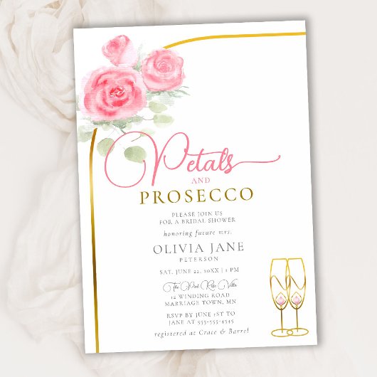 Petals Prosecco Rozen Boho Gold Arch Vrijgezellenf Kaart