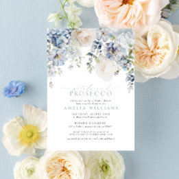 Petals & Prosecco Stoffig Blauw Bloemen Vrijgezell Kaart