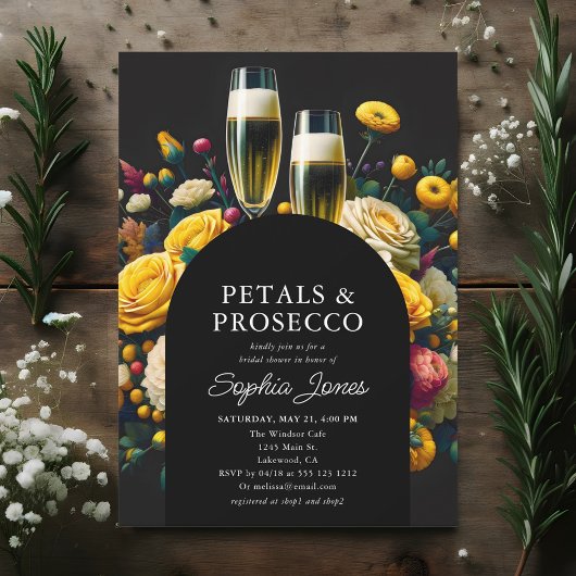 Petals Prosecco Vibrant Bloom Vrijgezellenfeest Kaart