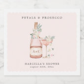 Petals & Prosecco Vrijgezellenfeest Bachelorette Sparkling Wijnetiket (Enkel label)