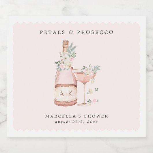 Petals & Prosecco Vrijgezellenfeest Bachelorette Sparkling Wijnetiket (Enkel label)