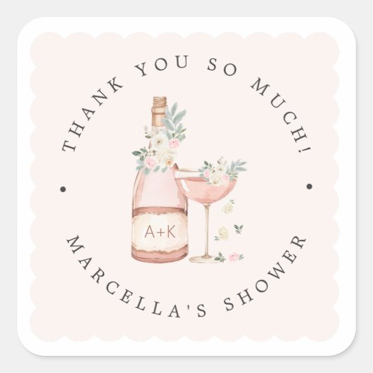 Petals & Prosecco Vrijgezellenfeest Bachelorette Vierkante Sticker (Voorkant)