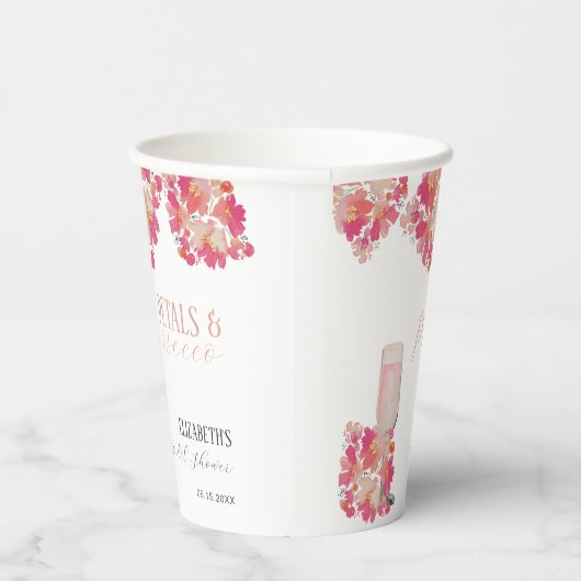 Petals & Prosecco Vrijgezellenfeest Bloemenroze Papieren Bekers (Rechts)