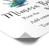 Petals & Prosecco Vrijgezellenfeest Blue Flower Ba Poster (Hoek)