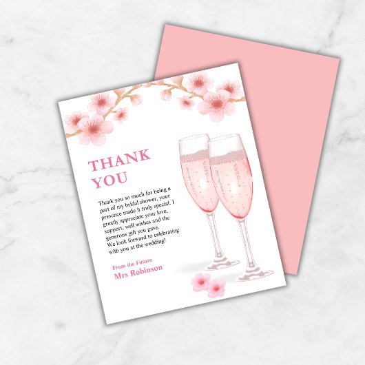 Petals & Prosecco Vrijgezellenfeest Dank u kaart