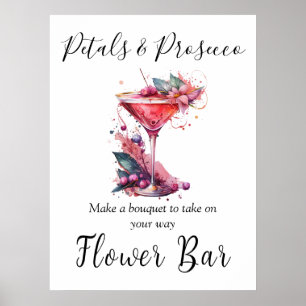 Petals & Prosecco Vrijgezellenfeest Flower Bar Pos Poster