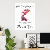 Petals & Prosecco Vrijgezellenfeest Flower Bar Pos Poster (Thuiskantoor)