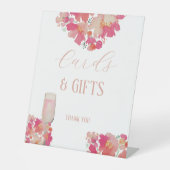 Petals & Prosecco Vrijgezellenfeest Kaarten Cadeau Reclamebord Met Voetstuk (Voorkant)