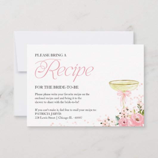 Petals & Prosecco Vrijgezellenfeest Recept Aanvraa Kaart (Voorkant)