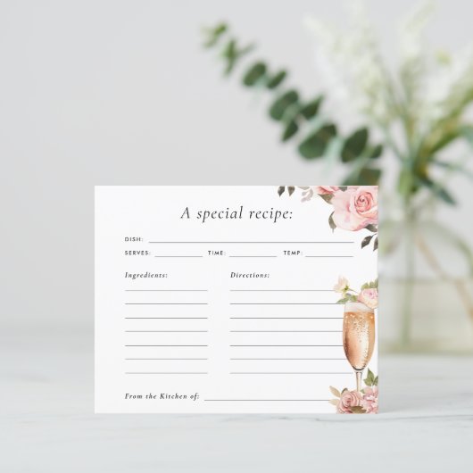 Petals & Prosecco Vrijgezellenfeest Recipcard (Staand voorkant)