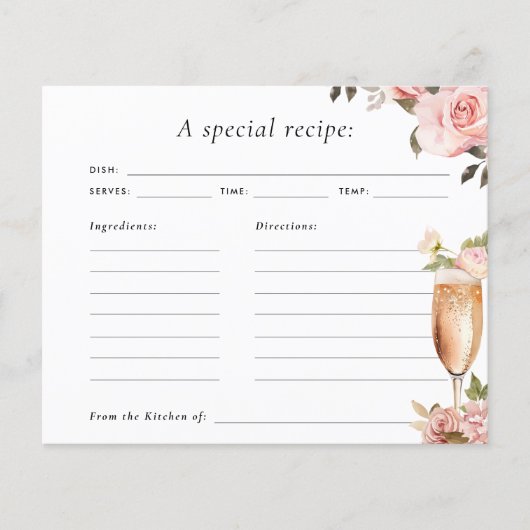 Petals & Prosecco Vrijgezellenfeest Recipcard (Voorkant)