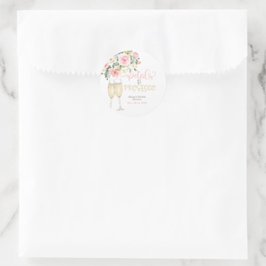 Petals & Prosecco-Vrijgezellenfeest Ronde Sticker (Tas)