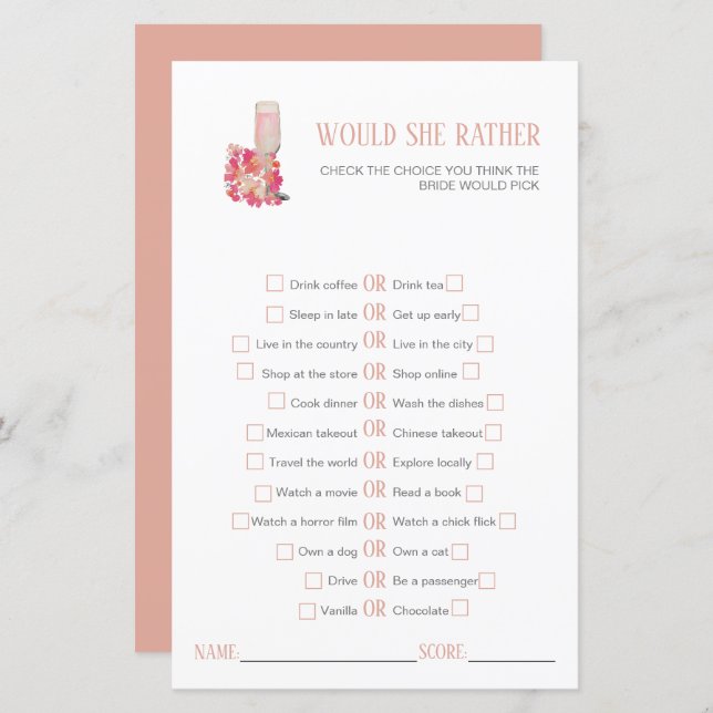 Petals & Prosecco Vrijgezellenfeest Wil ze liever (Voorkant / Achterkant)