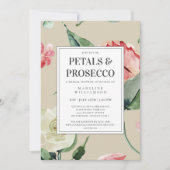 Petals Prosecco Waterverf Bloemen Vrijgezellenfees Kaart (Voorkant)
