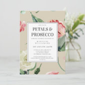 Petals Prosecco Waterverf Bloemen Vrijgezellenfees Kaart (Staand voorkant)