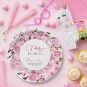 Petals & Prosecco Waterverf Pinkwhite Bloemenboog Papieren Bordje (Feest)