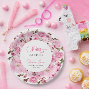 Petals & Prosecco Waterverf Pinkwhite Bloemenboog Papieren Bordje