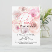 Petals & Prosecco Waterverf Roos Vrijgezellenfeest Kaart (Staand voorkant)