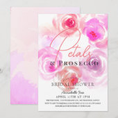 Petals & Prosecco Waterverf Roos Vrijgezellenfeest Kaart (Voorkant / Achterkant)