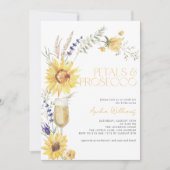 Petals & Prosecco Zonnebloem Lavendel Vrijgezellen Kaart (Voorkant)