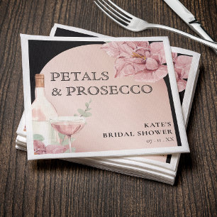 Petals & Prosecco Zwart & Roos Goud Vrijgezellenfe Servet
