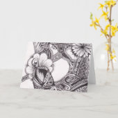 Petals Zig-Zags en Stippen Notecard Kaart (Gele Bloem)