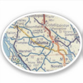 Petaluma CA  Kaart Sticker (Voorkant)