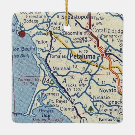 Petaluma CA Keramisch Ornament (Achterkant)